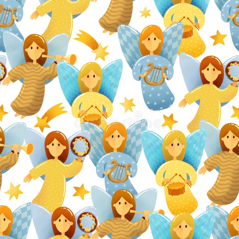 Seamless pattern of little angels with wings stock illustration Seamless pattern of little angels with wings stock illustration