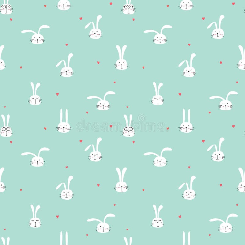 Seamless Pattern with Lovely Bunny Background, Cute Rabbit Art for Kids ...