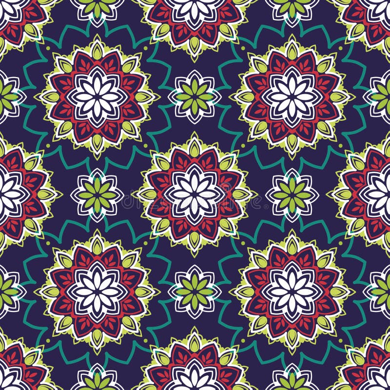 Seamless pattern with madala ornament stock illustration