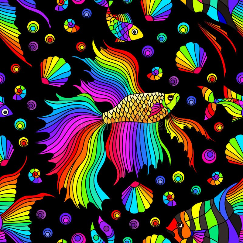 Rainbow Fish Outline Stock Illustrations – 449 Rainbow Fish Outline