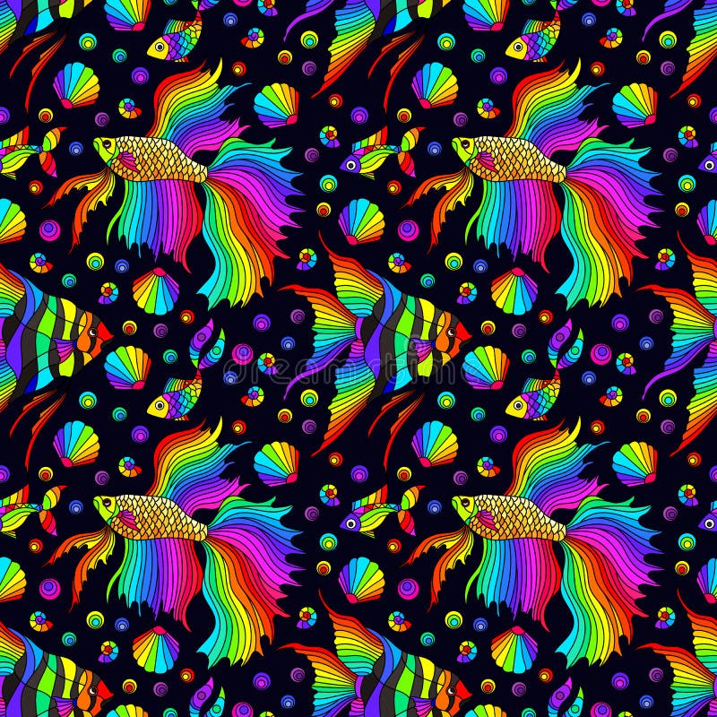 Rainbow Fish Outline Stock Illustrations – 465 Rainbow Fish Outline