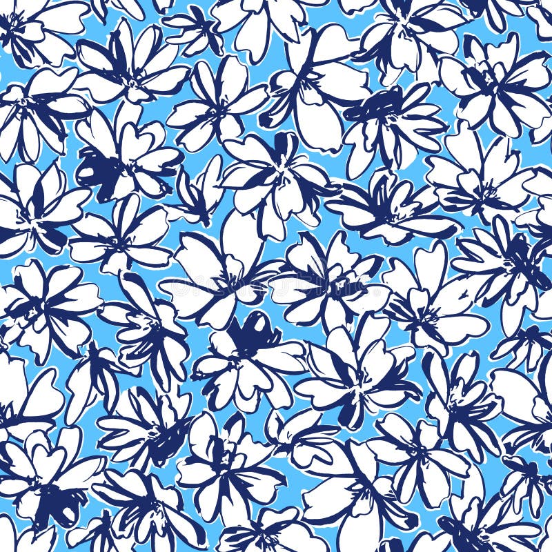 Seamless pattern material of an abstract flower vector illustration