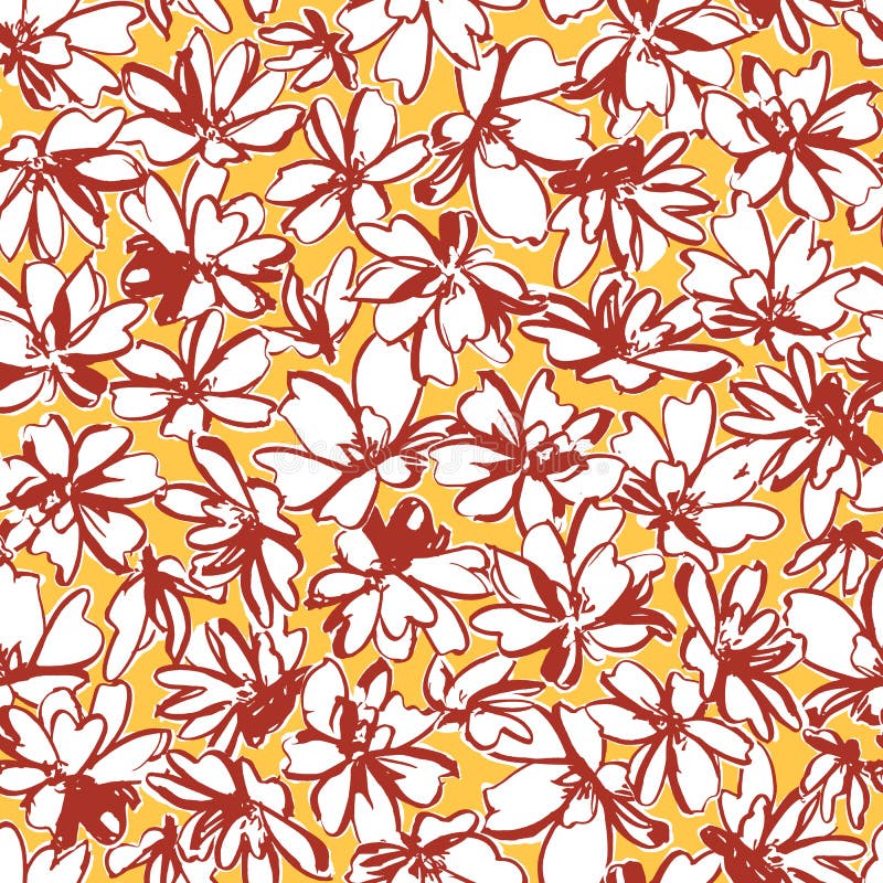 Seamless pattern material of an abstract flower stock illustration