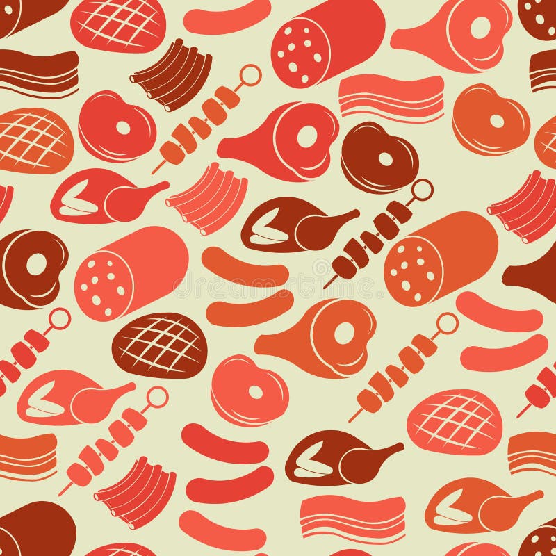 Seamless pattern with meat stock vector. Illustration of beige