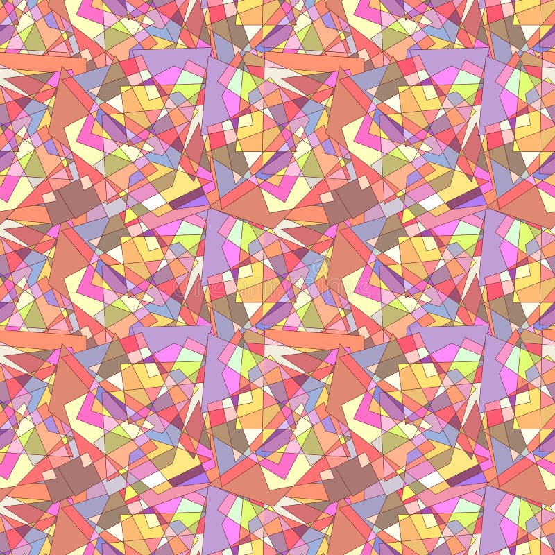 Seamless Pattern with Multicolored Shapes, Stained Glass Window