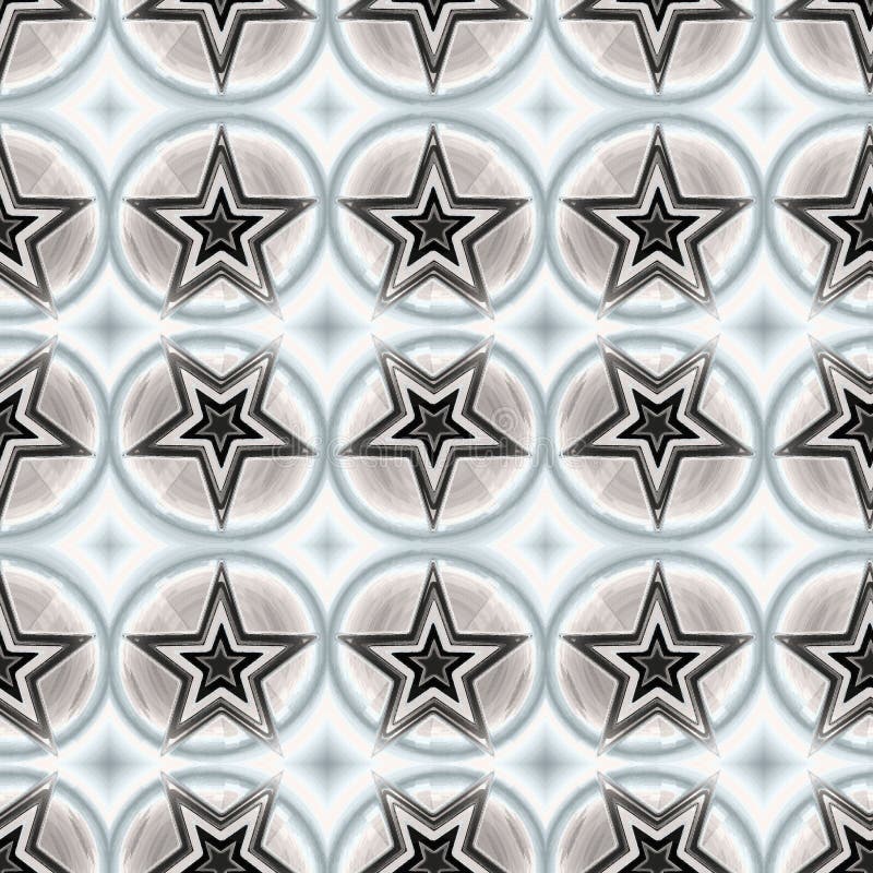 Seamless pattern with a mystical pentagrams