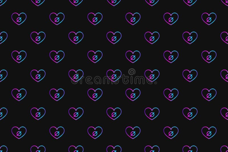 Seamless Pattern With Neon Heart With Agender Symbol On Black Background Stock Illustration Illustration Of Graphic Color