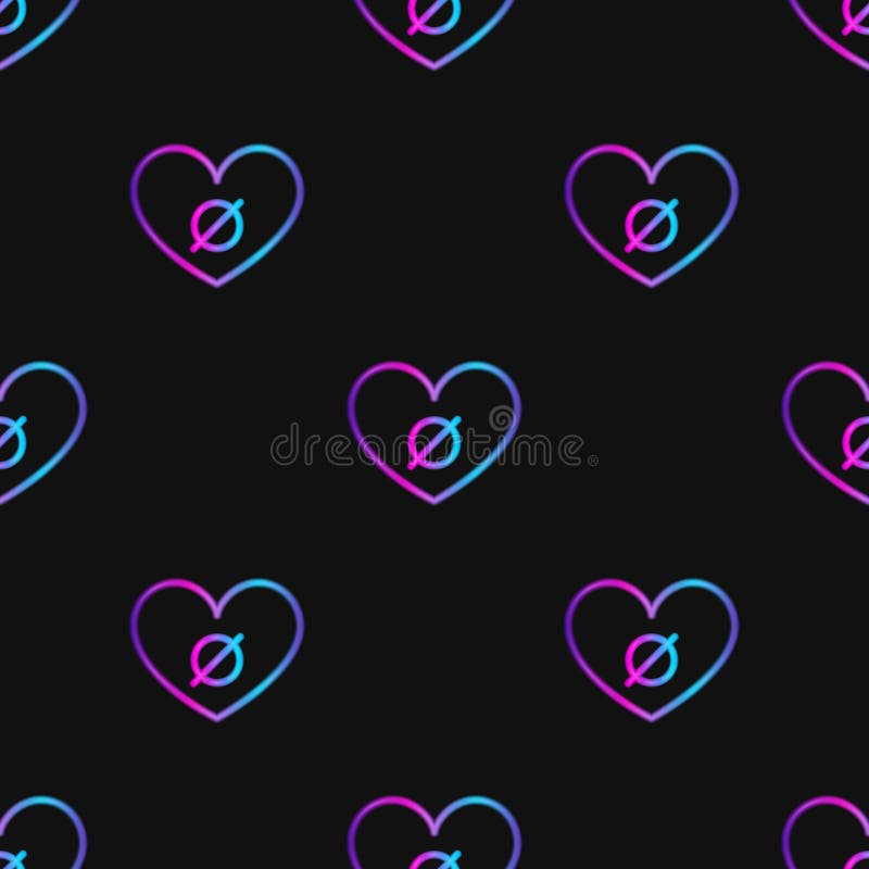 Seamless Pattern With Neon Heart With Agender Symbol On Black Background Stock Illustration Illustration Of Gender Object Seamless Pattern With Neon Heart With Agender Symbol On Black Background Stock Illustration Illustration Of Gender Object