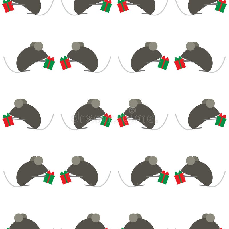 Seamless pattern for new year. Chinese symbol of New Year s rat or mouse. Cute mice exchange gifts. Suitable for stock illustration Seamless pattern for new year. Chinese symbol of New Year s rat or mouse. Cute mice exchange gifts. Suitable for stock illustration