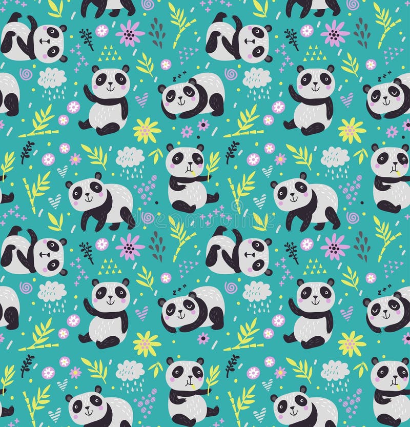 Panda Dos Desenhos Animados Com Óculos. Padrão Vetorial Sem Emenda Royalty  Free SVG, Cliparts, Vetores, e Ilustrações Stock. Image 121360688