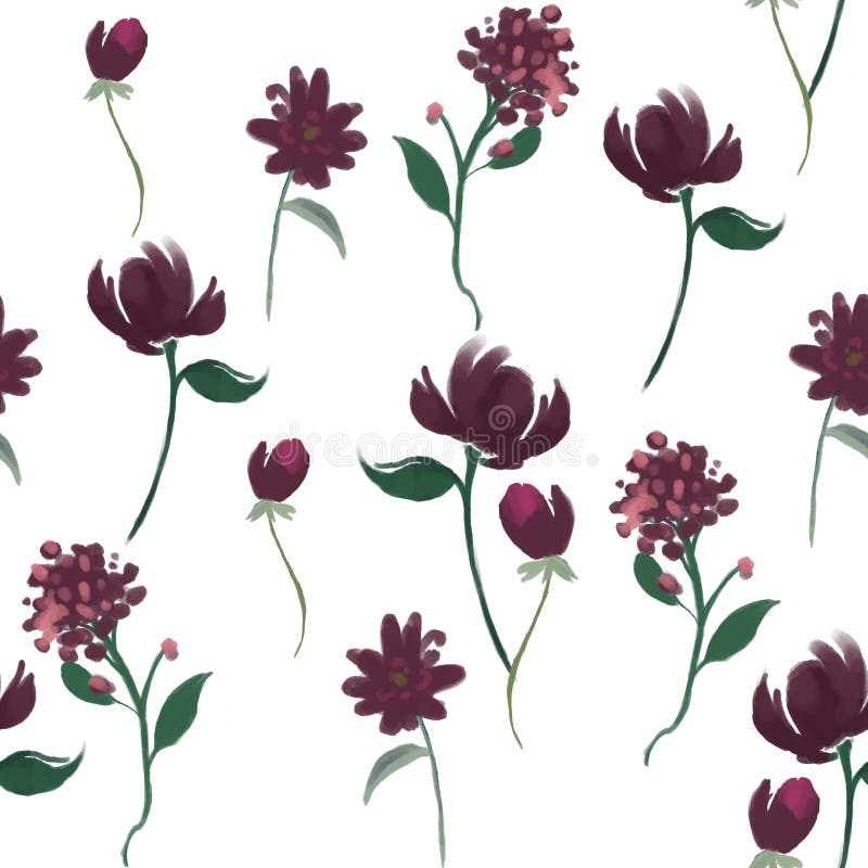 Seamless Pattern with Pink Burgundy Marsala Flowers and Leaves Stock  Illustration - Illustration of backdrop, nature: 131221145