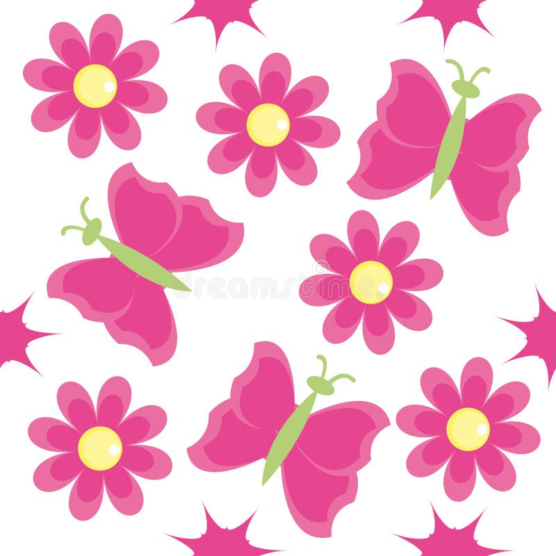 Seamless pattern with pink flowers