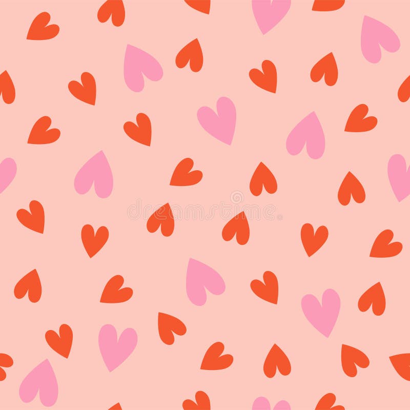 Seamless Pattern with Pink and Red Hearts. Vector Graphics Stock Vector