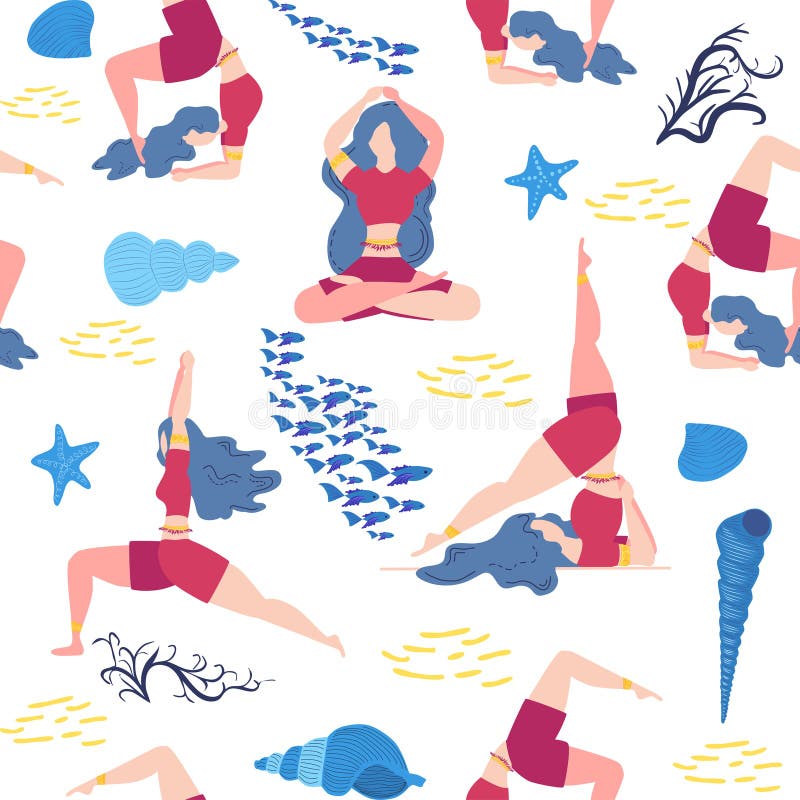 Seamless Pattern Plus Size Curvy Girls Doing Yoga Class. Online Home  Workout Concept Stock Illustration - Illustration of character, pattern:  298764173