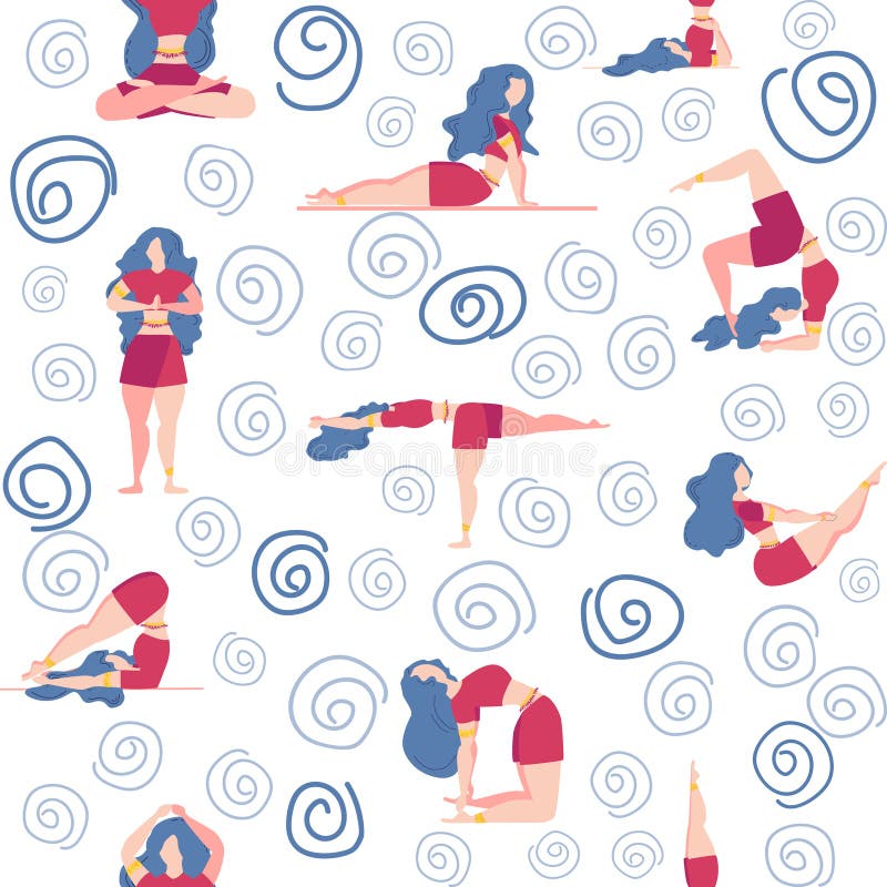 Seamless Pattern Plus Size Curvy Girls Doing Yoga Class. Online Home  Workout Concept Stock Illustration - Illustration of character, pattern:  298764173