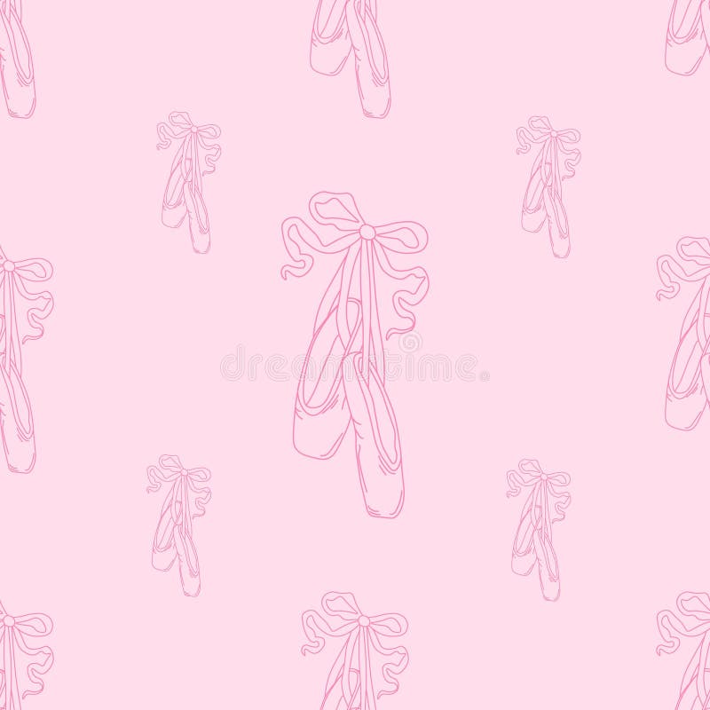 Seamless pattern pointe shoes with bow. Female pink ballet slippers for classic elegant dance royalty free illustration