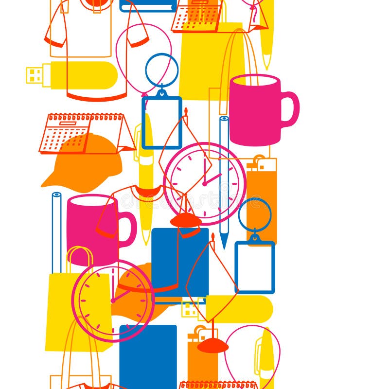 Seamless pattern with promotional gifts and souvenirs royalty free illustration