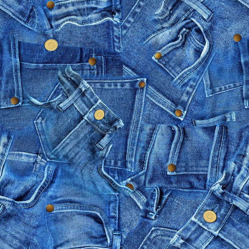 Seamless Pattern of Real Denim Pants. Blue Jeans Patchwork Texture with ...