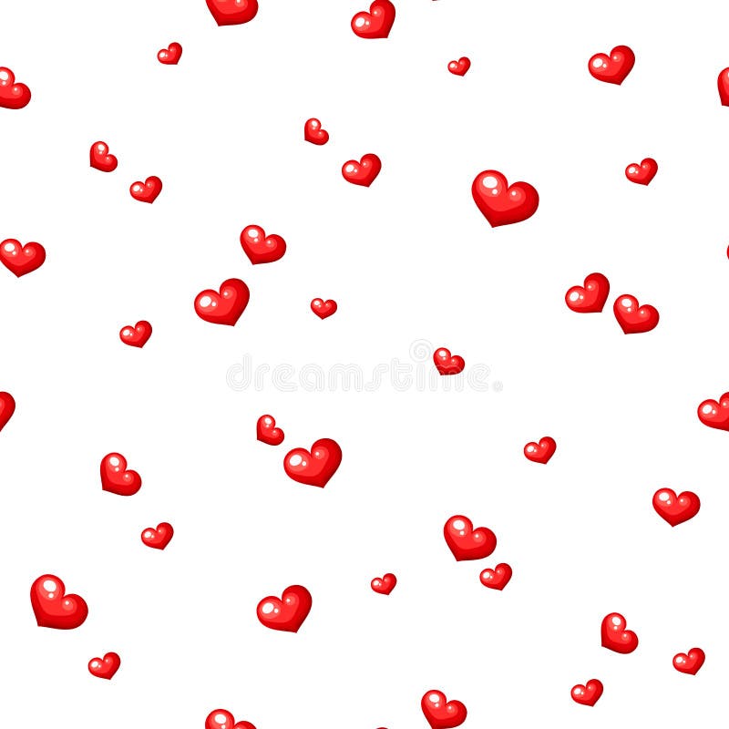 Seamless pattern with red hearts. Vector illustration.