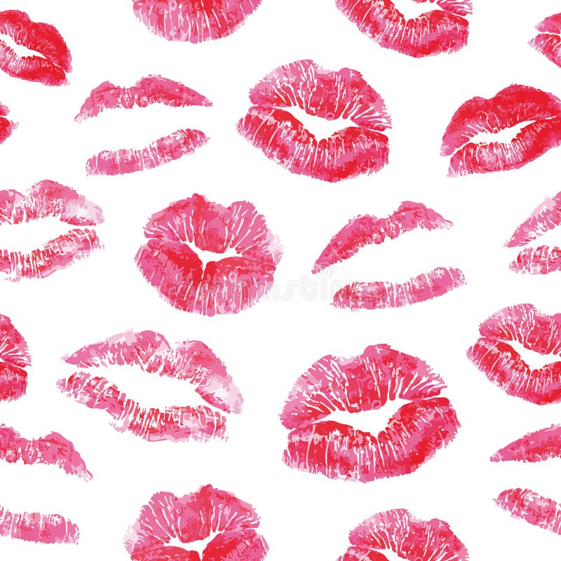Seamless pattern - red lips kisses prints