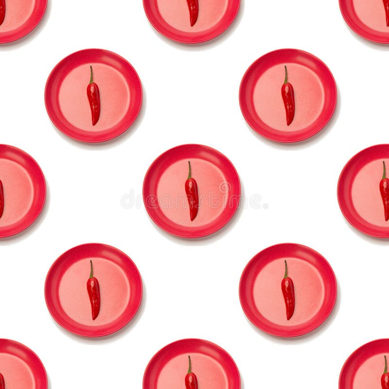 Seamless pattern of red pepper on a plate isolated on white background royalty free stock photography Seamless pattern of red pepper on a plate isolated on white background royalty free stock photography