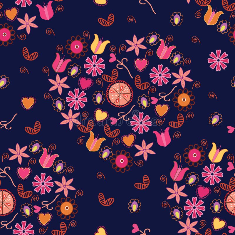 Seamless pattern with romantic hearts