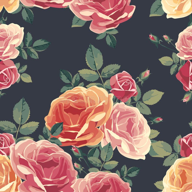 Seamless pattern with roses. Vintage floral background. stock illustration Seamless pattern with roses. Vintage floral background. stock illustration