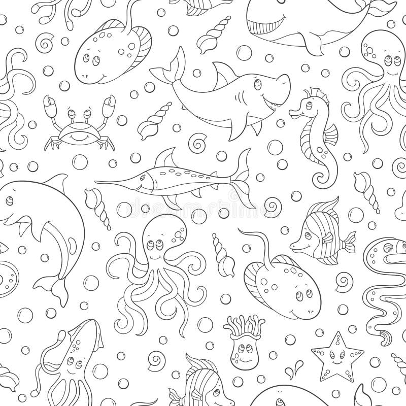 sea creature clipart black and white