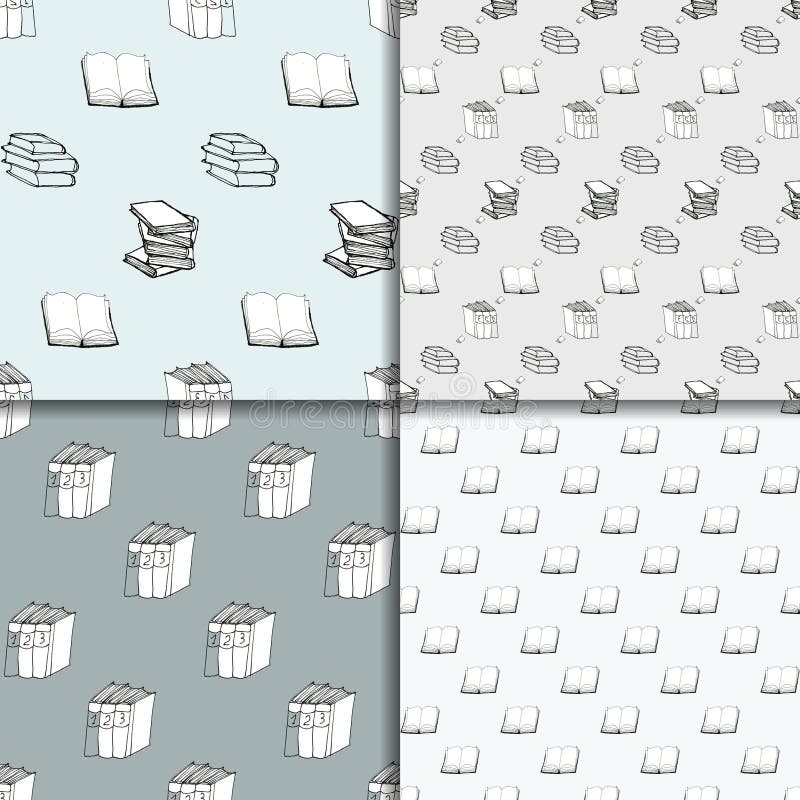 Seamless pattern set with books vector illustration
