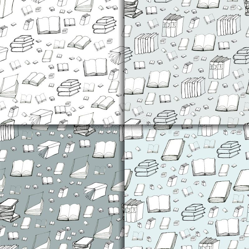 Seamless pattern set with books royalty free illustration
