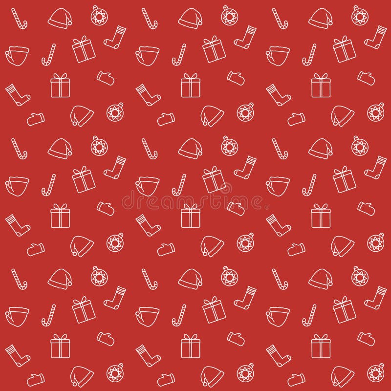Seamless pattern with set of different Christmas symbols and items vector illustration