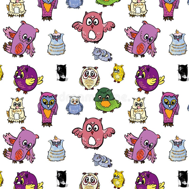 Seamless pattern set of owl