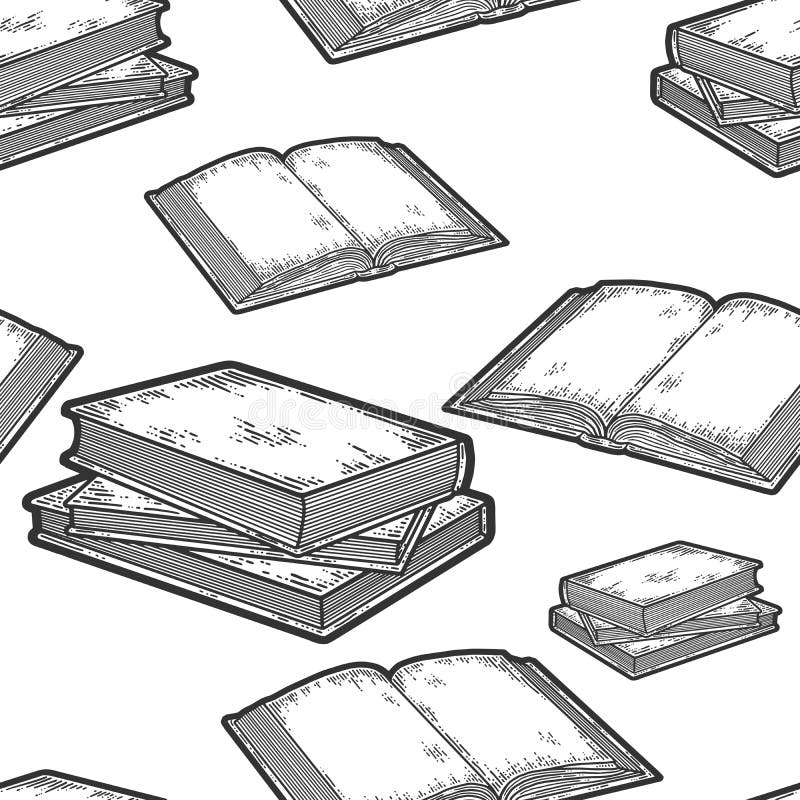 Seamless pattern. Set three books are stacked and open book. vector illustration Seamless pattern. Set three books are stacked and open book. vector illustration