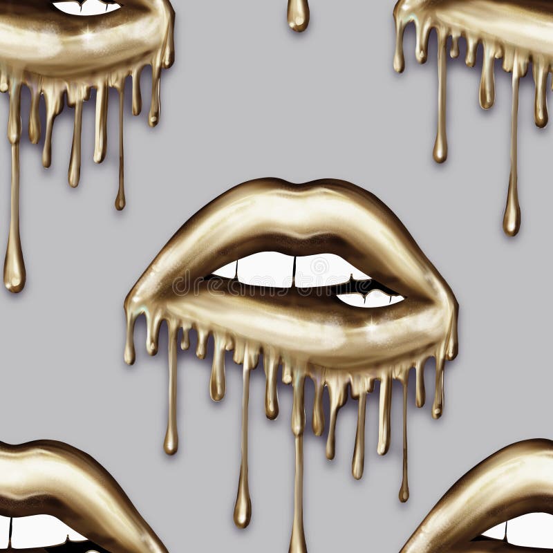 Glossy lips with dripping pink paint seamless pattern. 7504586 Vector Art  at Vecteezy
