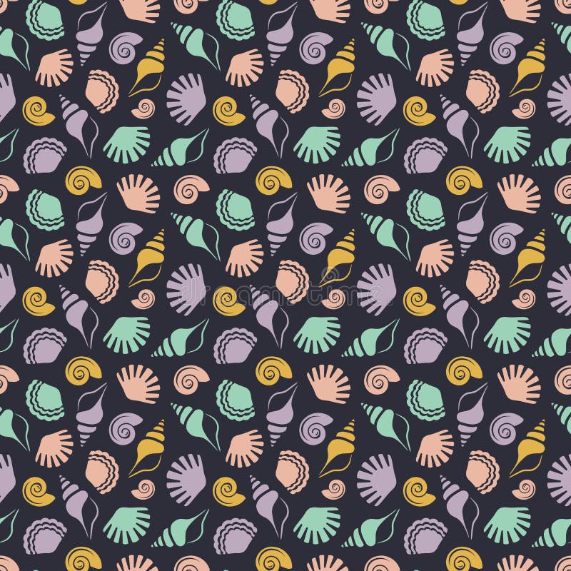 Seamless pattern with shells. vector illustration