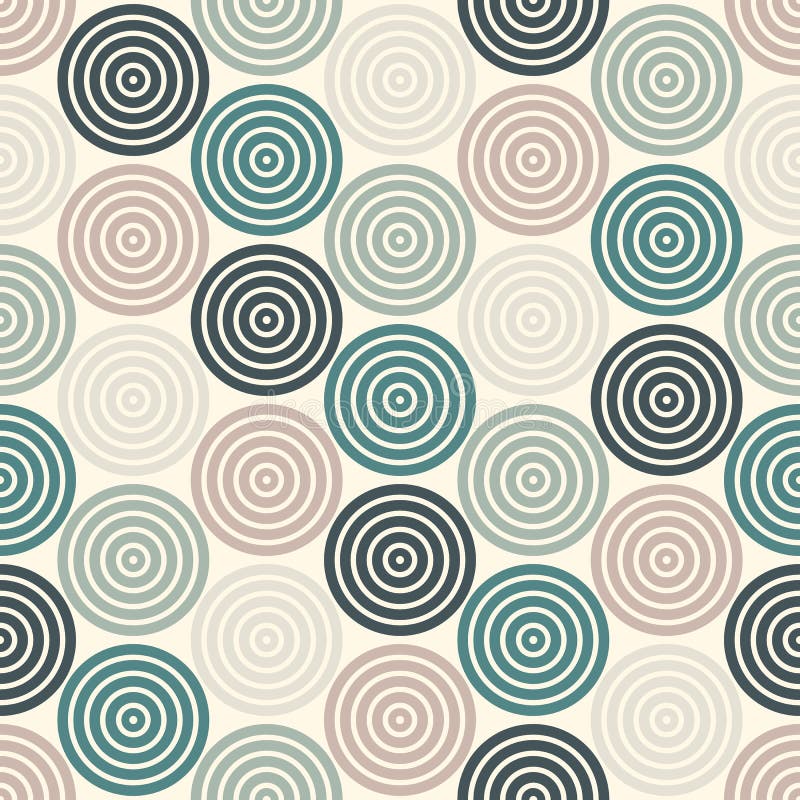 Seamless pattern with simple geometric forms. Repeated circles wallpaper. Abstract background with round vortexes