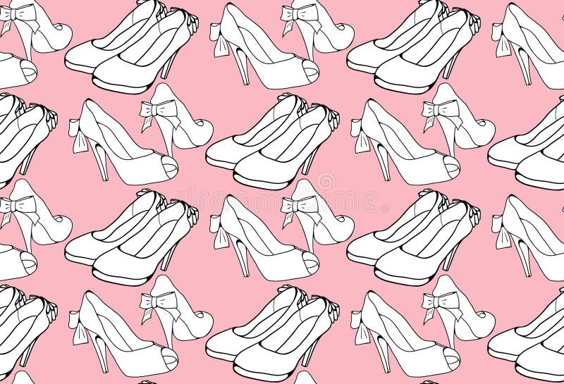 Seamless pattern with sketch female shoes royalty free illustration