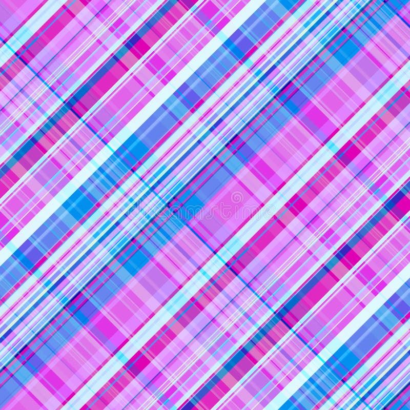 Seamless pattern in a slanting cage, tartan print in purple-pink and blue colors, vector