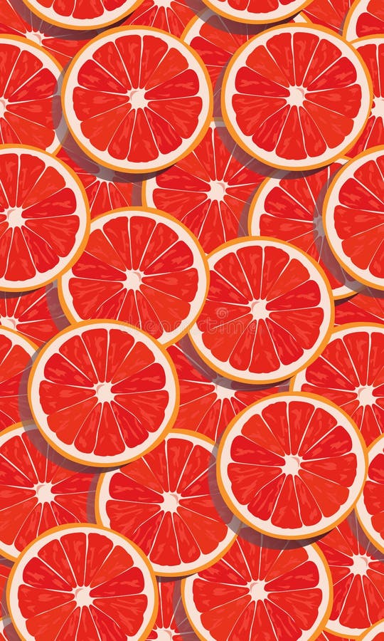 Seamless Pattern Slice Orange Fruits Overlapping with Shadow