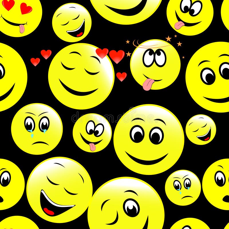 Seamless pattern of smiley faces expressing different feelings. royalty free illustration Seamless pattern of smiley faces expressing different feelings. royalty free illustration