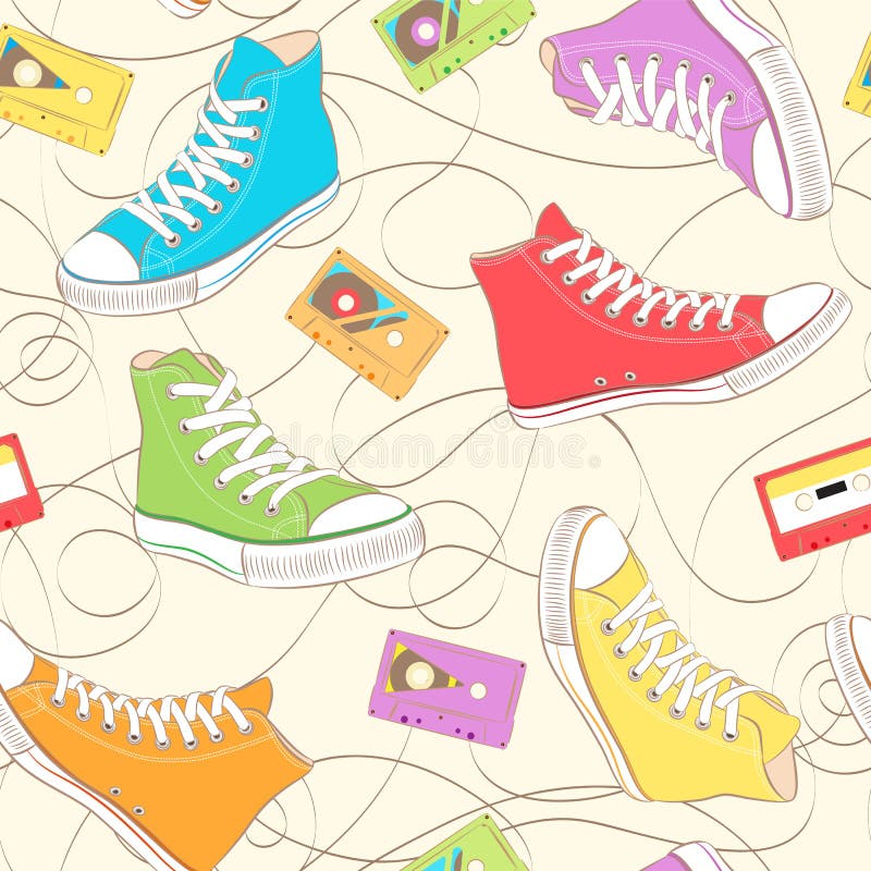 Download Seamless Pattern With Sneakers Stock Photo - Image of purple, sneakers: 25838580