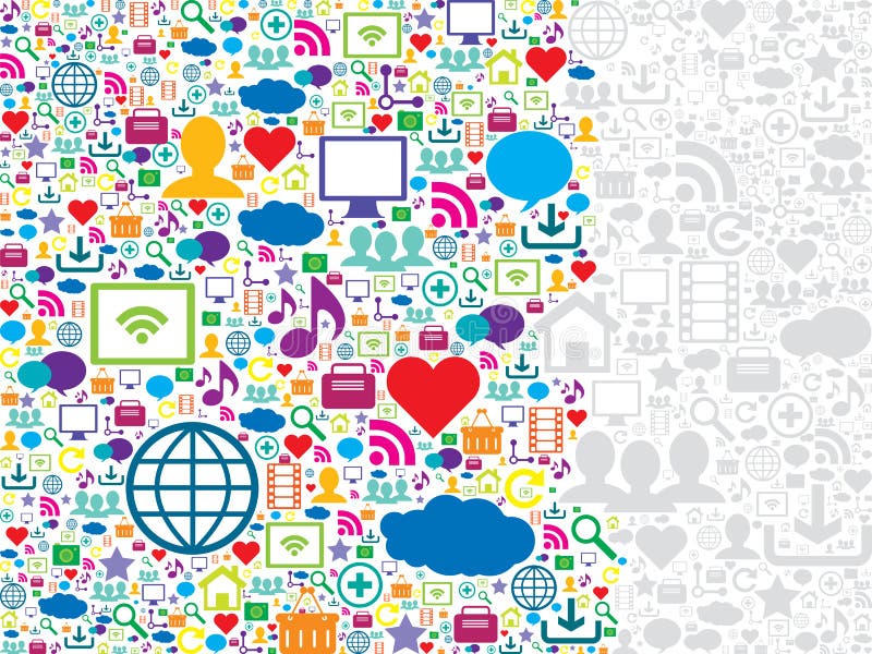 Seamless pattern social media and technology icons