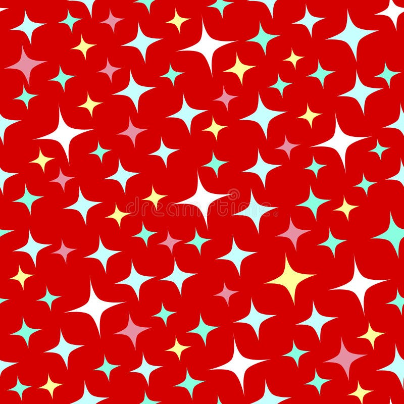 Seamless pattern with sparkles on red background. stock illustration
