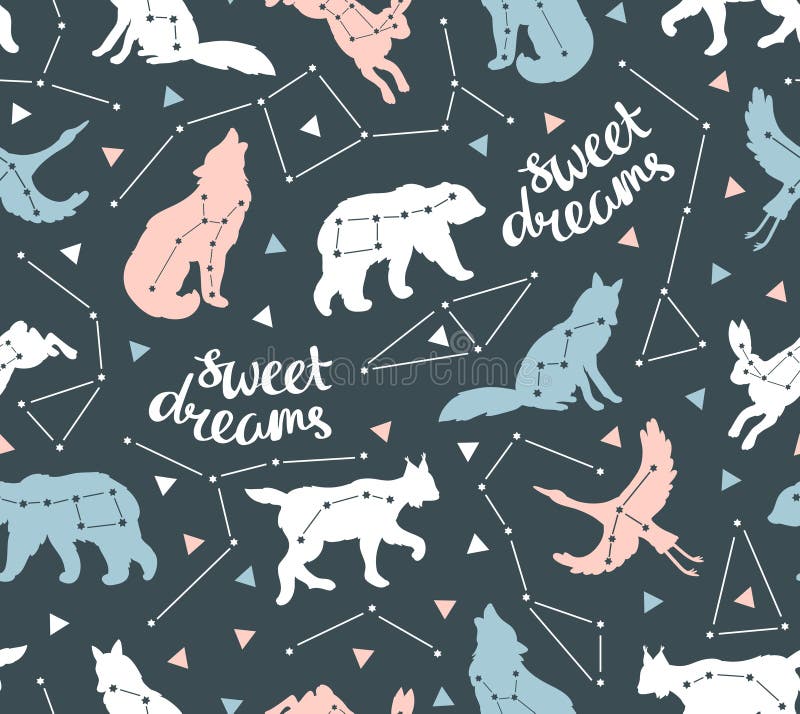 Seamless pattern with star animals. Vector hipster background with star sky. royalty free illustration Seamless pattern with star animals. Vector hipster background with star sky. royalty free illustration