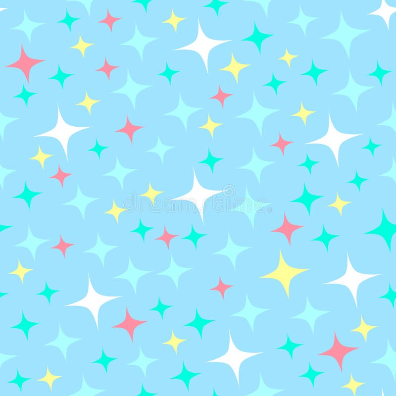 Seamless pattern with starlight sparkles, twinkling stars. Shining blue background. Abstract luster, chic backdrop. vector illustration