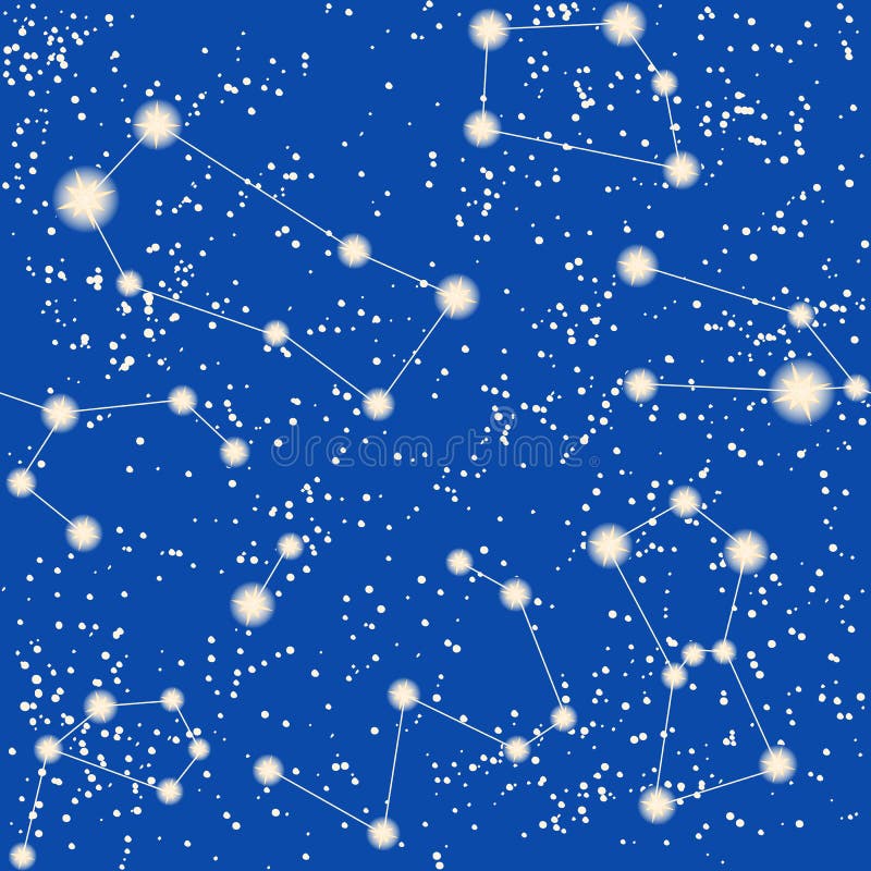 Seamless Pattern With Stars And Constellations Royalty Free Stock Photo