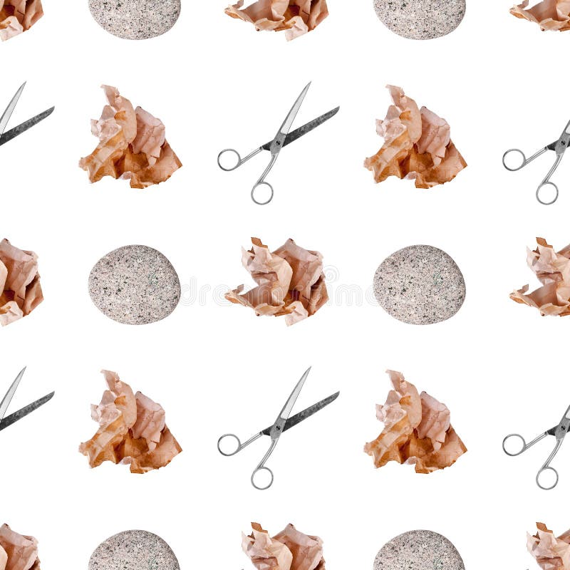 Stone, paper, scissors game set white background isolated closeup, rock-paper-scissors play, question & answer concept, choose problem solution, decision choice, make wish, desire symbol, dispute sign Stock Photo