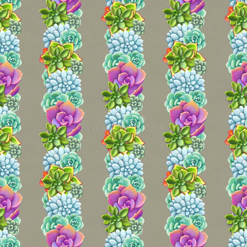Seamless Pattern with Succulents. Beautiful Floral Print. Stock ...