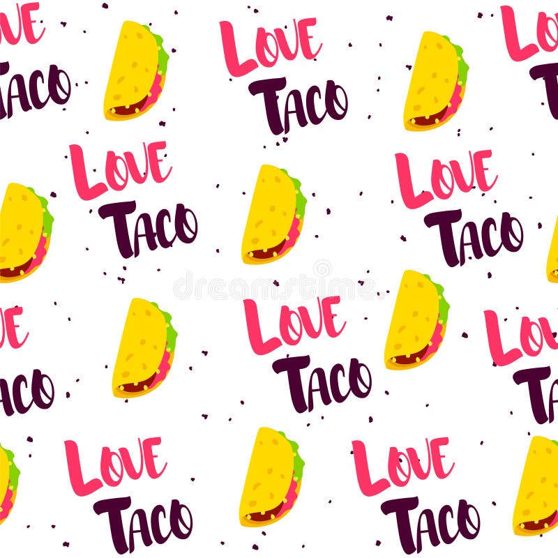 Seamless Pattern with Tacos and Text on White Background. Vector Stock  Vector - Illustration of food, retro: 142357262