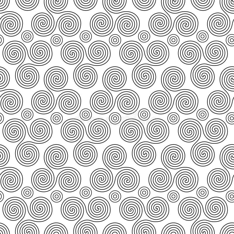 Seamless pattern with triple spiral shapes and circles royalty free illustration Seamless pattern with triple spiral shapes and circles royalty free illustration